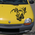 AA131 Autoaufkleber Blumen Ranke Schmetterling Butterfly