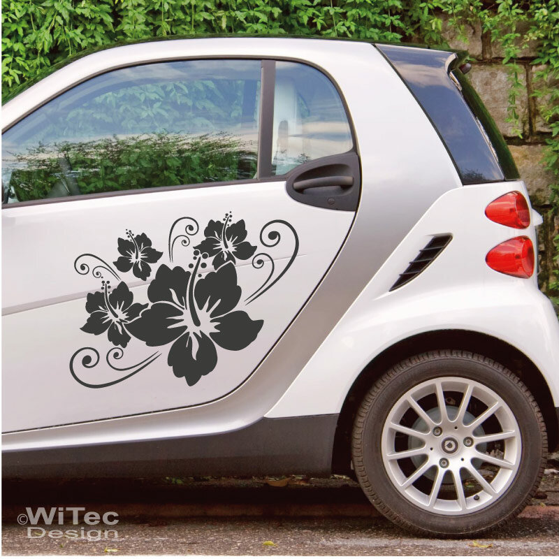 Bunte, gummierte Etiketten mit Blumenmotiv, Aufkleber für Auto, mit  Blumenmotiv, selbstklebend, 30 x 14 cm, wasserundurchlässiges Etikett,  schwarz