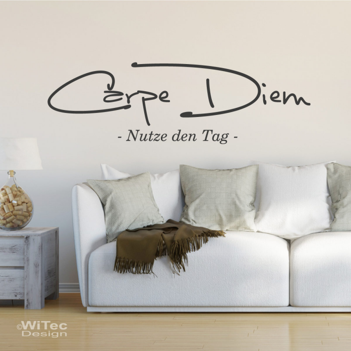 Wandtattoo 'Carpe Diem' – 80x21 Cm, Weiß, Aus Vinyl, Einfach Anzubringen & Rückstandslos Entfernbar