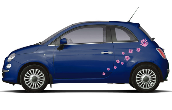 Blumenmotive Als Autoaufkleber Für Beide Fahrzeugseiten