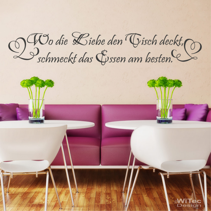 Wandtattoo „Wo Die Liebe Den Tisch Deckt“ – 90 X 28 Cm, In 40 Farben