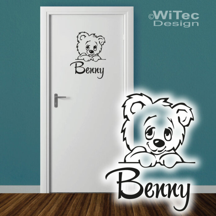 Türaufkleber Teddy Name Kinderzimmer
