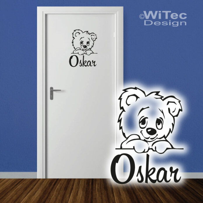 Türaufkleber Teddy Name Kinderzimmer