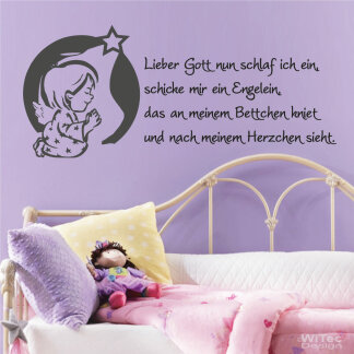 Wandtattoo Kinderzimmer Lieber Gott... Kindergebet Engel