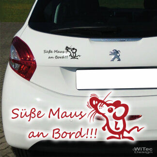 AA232 Autoaufkleber Süße Maus an Bord! Auto Aufkleber Sticker