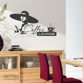 WA308 Wandtattoo Coffee Lounge Wandaufkleber Kaffee Küche...