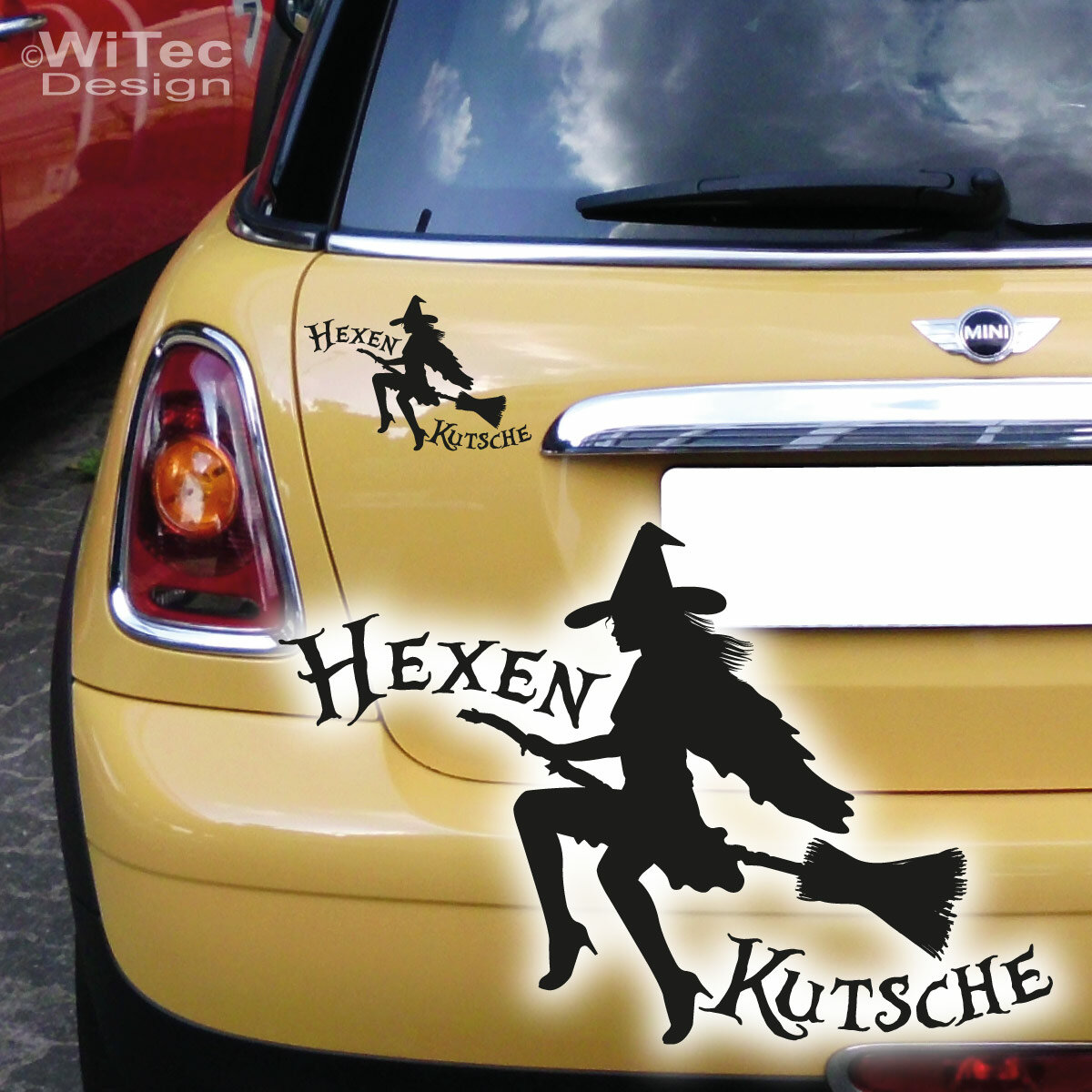 AA247 Autoaufkleber Hexenkutsche Hexen Aukleber Sticker