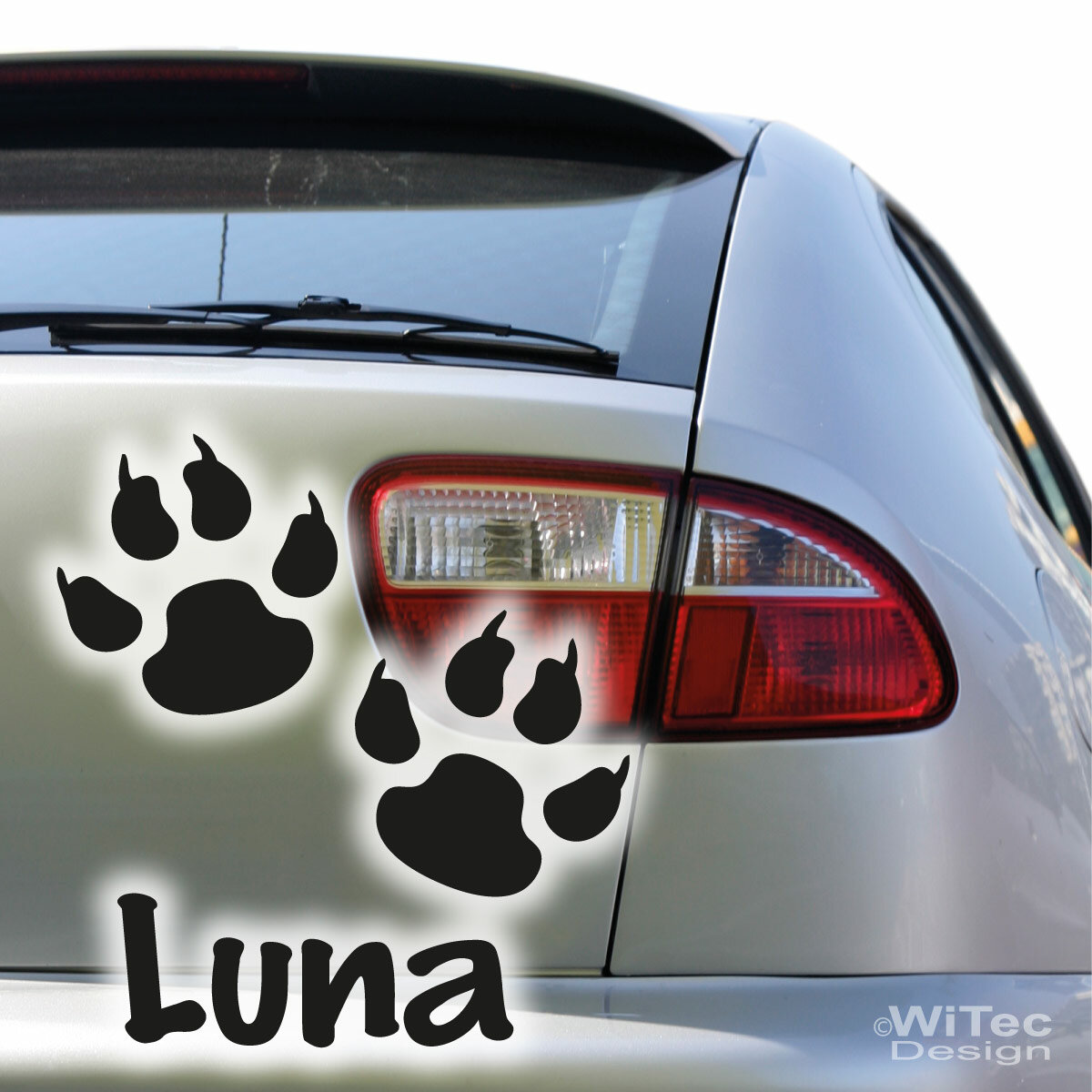 Auto Aufkleber  Name on Tour (12x3) Hund Pfote Vinylsticker