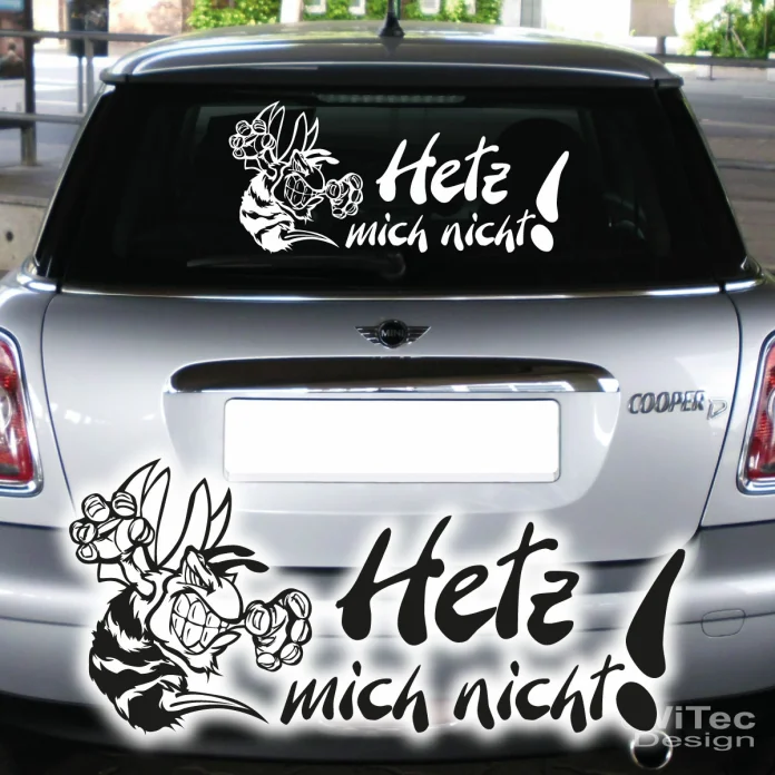 AA279 Autoaufkleber Hetz mich nicht! Wespe Biene Hornisse Schriftzug