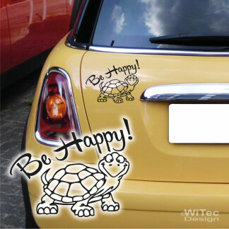 Autoaufkleber Be Happy Turtle Schildkröte Auto...