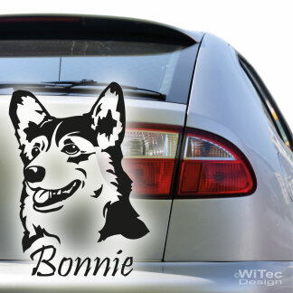 Hundeaufkleber Welsh Corgi mit Namen Autoaufkleber Sticker