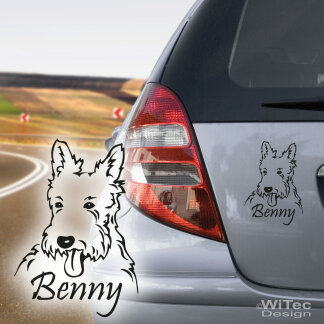 Hundeaufkleber West Highland Terrier Name Aufkleber Autoaufkleber