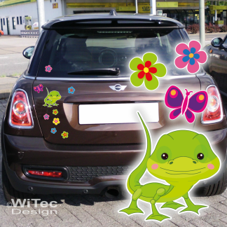 Gecko Gekko Blumen Schmetterling Autoaufkleber Auto...