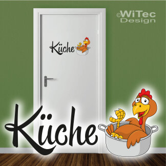 Türaufkleber Küche Hahn Gockel Huhn Kochtopf Türtattoo