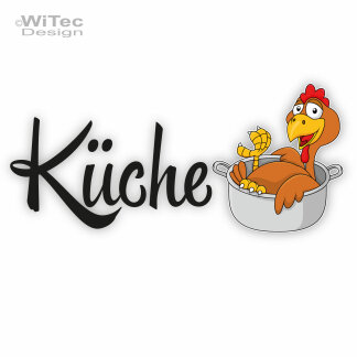 T&uuml;raufkleber K&uuml;che Hahn Gockel Huhn Kochtopf...