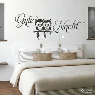 Eulen Gute Nacht Liebe Wandtattoo Wandaufkleber