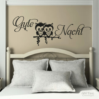 Eulen Gute Nacht Liebe Wandtattoo Wandaufkleber