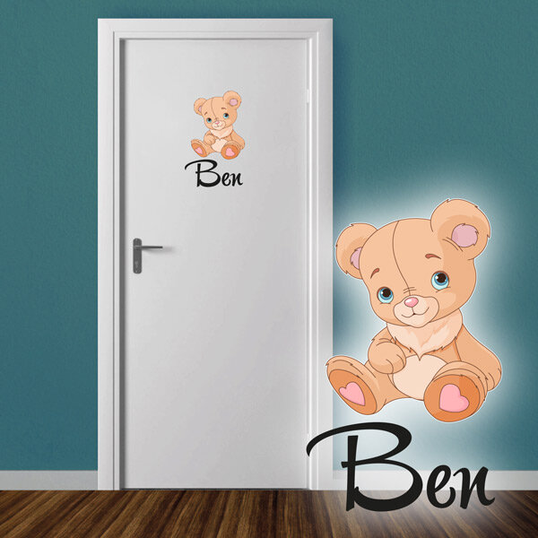 Türaufkleber Teddy Bär Wunschname Tür Aufkleber Wandtattoo