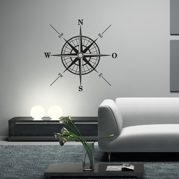 Kompass Wandaufkleber Welt Schiff Nautik Wandtattoo