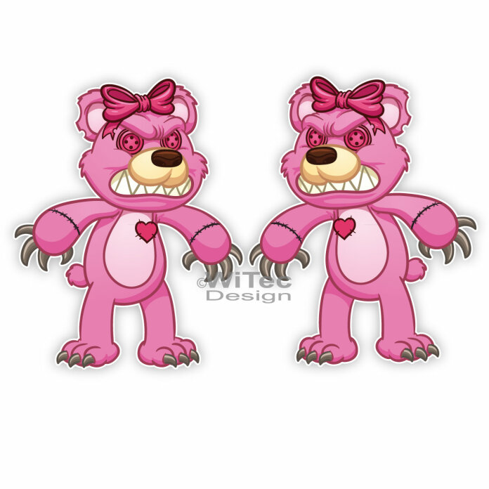 Teddy Bär Autoaufkleber Herz Evil 2er Aufkleber Auto Sticker
