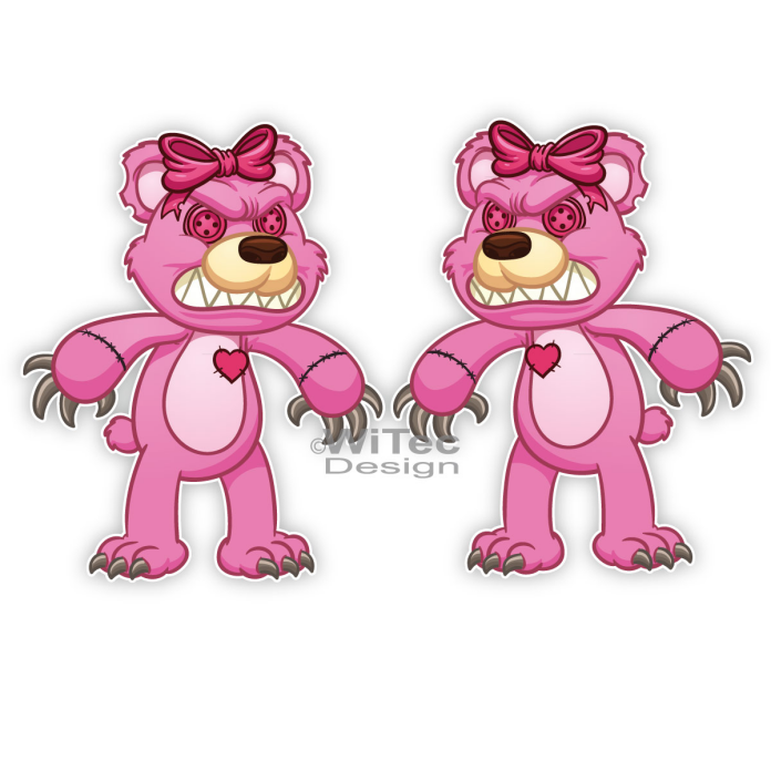 Teddy Bär Autoaufkleber Herz Evil 2er Aufkleber Auto Sticker