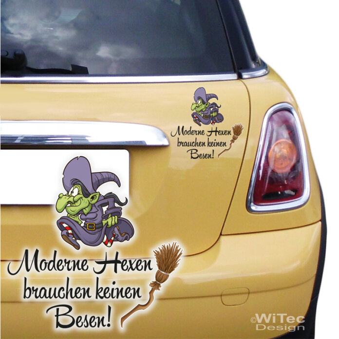 Moderne Hexen Autoaufkleber Besen Aufkleber Auto Hexe Gothic Sticker