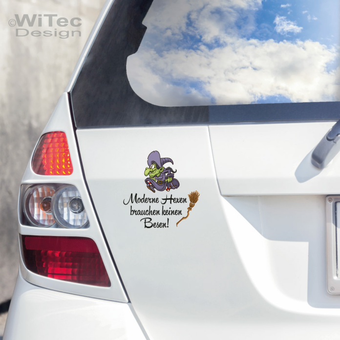 Moderne Hexen Autoaufkleber Besen Aufkleber Auto Hexe Gothic Sticker