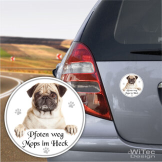 Mops Autoaufkleber Pfoten weg Aufkleber Auto Sticker...