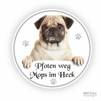 Mops Autoaufkleber Pfoten weg Aufkleber Auto Sticker...