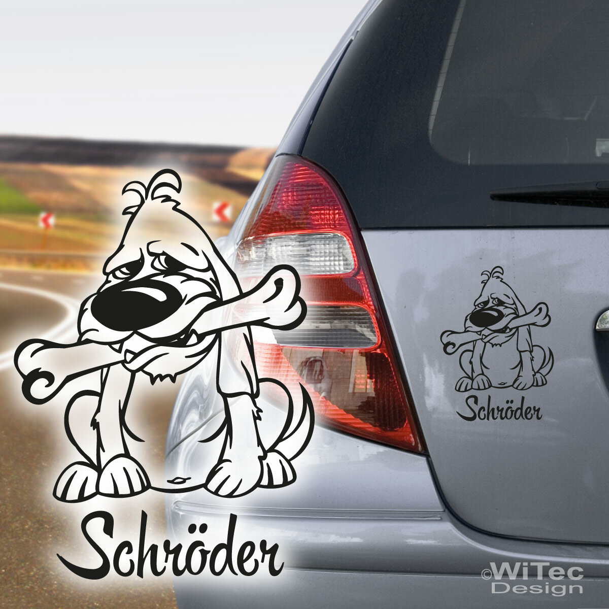 Hundeaufkleber Comic Hunde Autoaufkleber Aufkleber