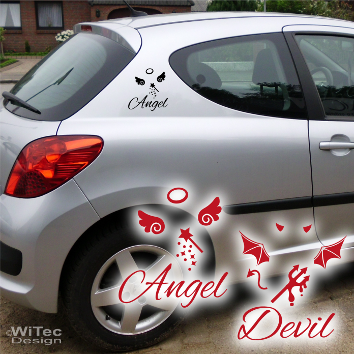 Autoaufkleber Engel Teufel Auto Aufkleber Sticker Set