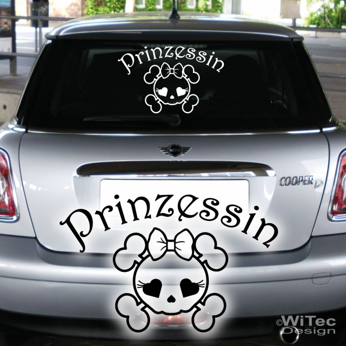 Autoaufkleber Totenkopf Skull Prinzessin Auto Aufkleber