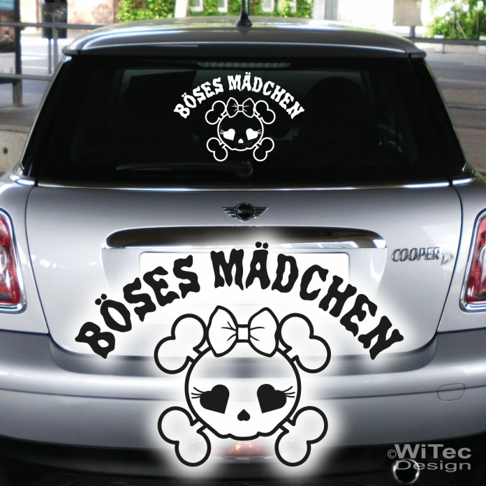 Autoaufkleber Totenkopf Skull Böses Mädchen Auto Aufkleber