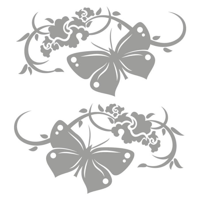 Autoaufkleber Blumenranke Schmetterling Aufkleber 2er Set Motiv Fly