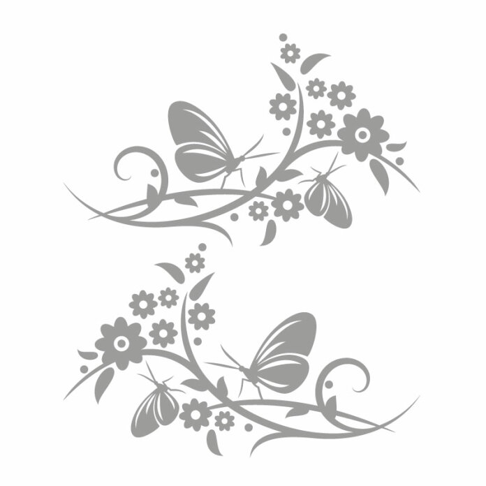 Autoaufkleber Blumenranke Schmetterling Aufkleber 2er Set Motiv Happy