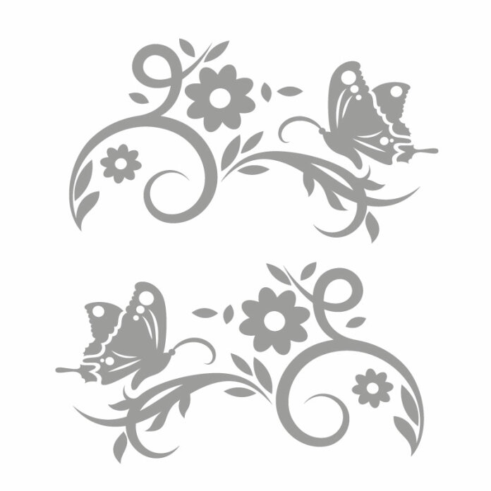 Autoaufkleber Blumenranke Schmetterling Aufkleber 2er Set Motiv Romantic