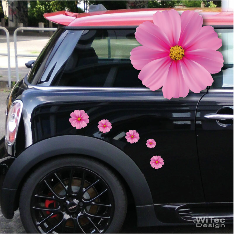 Autoaufkleber Totenköpfe mit Blüten