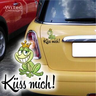Autoaufkleber Frosch Froschk&ouml;nig K&uuml;ss mich...
