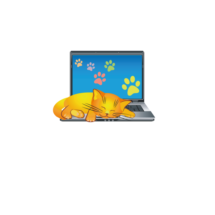 Türaufkleber Katze Laptop Katzenpfoten Home Office