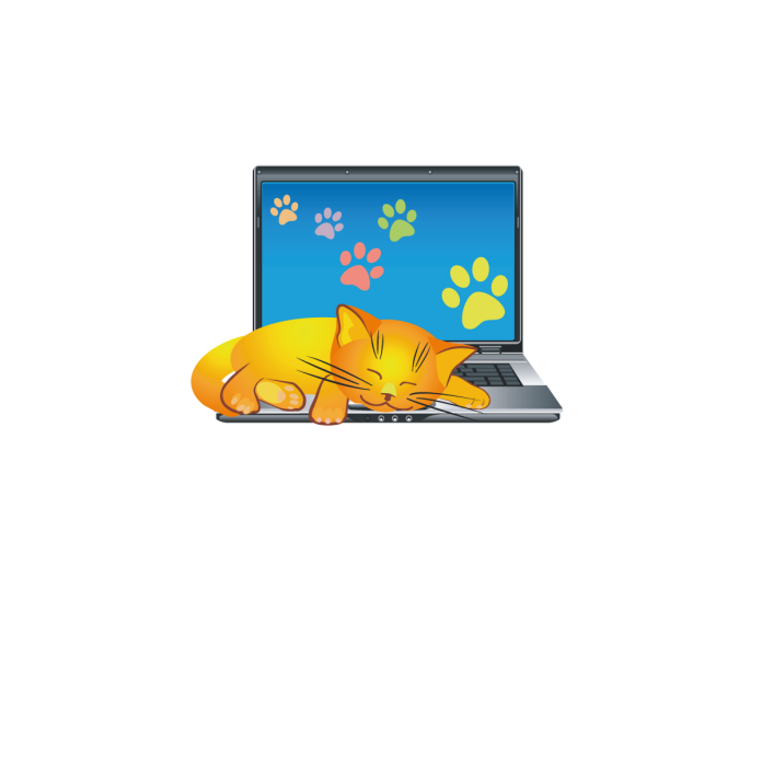 Türaufkleber Bitte nicht stören Katze Laptop Katzenpfoten