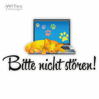 T&uuml;raufkleber Bitte nicht st&ouml;ren Katze Laptop...