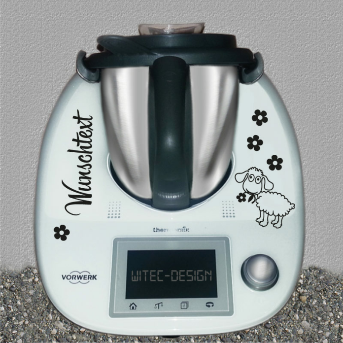Thermomix Aufkleber Schaf Blumen Wunschtext Aufkleber für Thermomix TM5