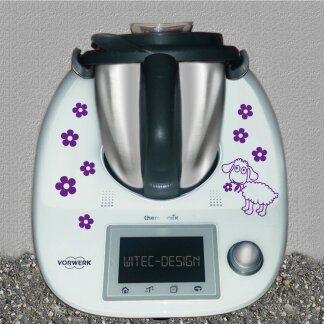 Thermomix Aufkleber Schaf Blumen Set f&uuml;r TM5