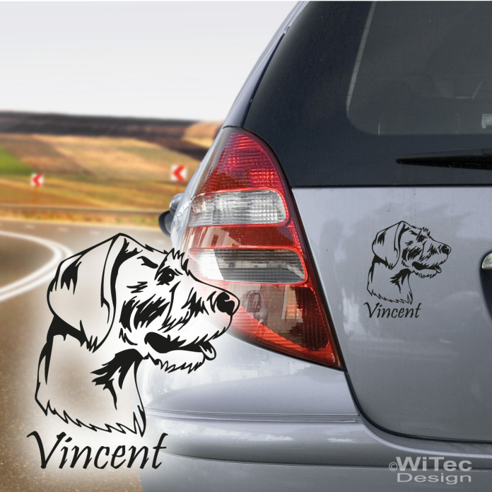 Autoaufkleber Deutsch Drahthaar Wunschname Hundeaufkleber
