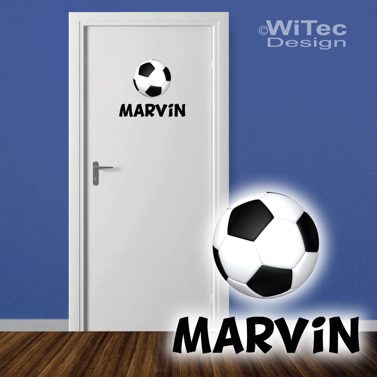 3D Fußball Türaufkleber 88x200cm - Sport Thema Türfolie Zum Abziehen