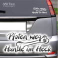 Autoaufkleber Pfoten weg Hunde im Heck Hundeaufkleber