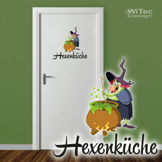 T&uuml;raufkleber Hexenk&uuml;che Hexe T&uuml;rtattoo...