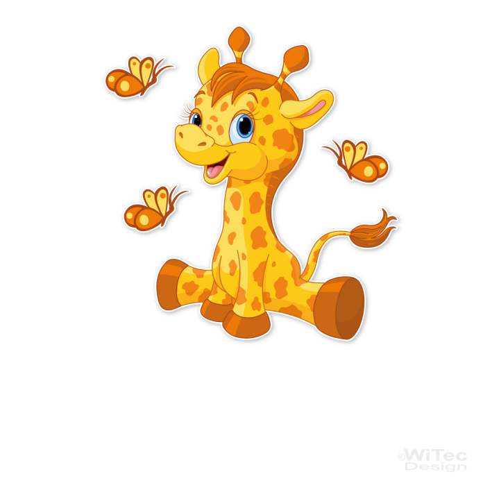 Türaufkleber Giraffe Schmetterlinge Kinderzimmer