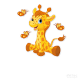 Türaufkleber Giraffe Schmetterlinge Kinderzimmer