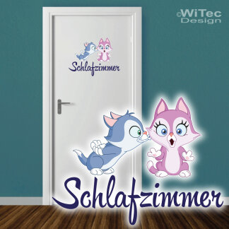 Türaufkleber Schlafzimmer küssende Katzen...